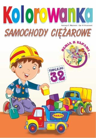 Kolorowanka. Samochody ciężarowe z naklejkami