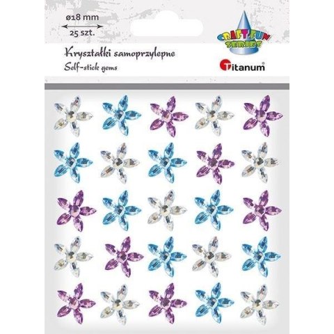 Kryształki samoprzylepne kwiaty 18mm mix 25szt Kryształki samoprzylepne kwiaty 18mm mix 25szt