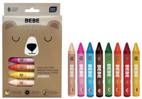 Kredki świecowe Jumbo Bebe Friends 8 kolorów Kredki świecowe Jumbo Bebe Friends 8 kolorów