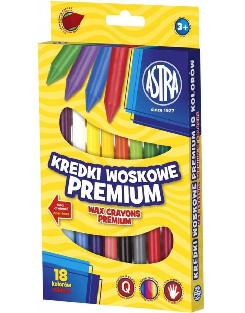 Kredki woskowe 18 kolorów ASTRA Kredki woskowe 18 kolorów ASTRA