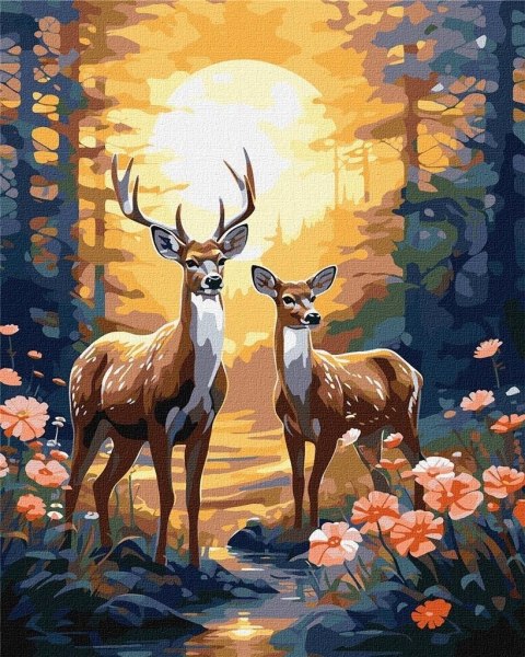 Malowanie po numerach - Wdzięczny jeleń 40x50cm Malowanie po numerach - Wdzięczny jeleń 40x50cm