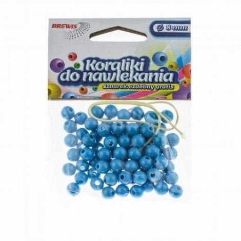 Koraliki do nawlekania niebieskie+ sznurek 6mm 16g Koraliki do nawlekania niebieskie+ sznurek 6mm 16g