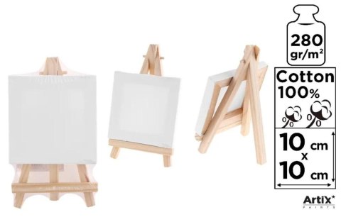 Podobrazie mini 10x10cm 280G/m2 + sztaluga Podobrazie mini 10x10cm 280G/m2 + sztaluga