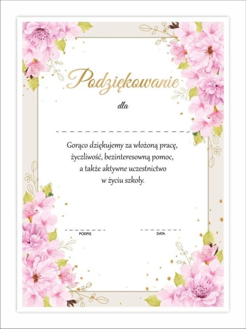 Dyplom A4 podziękowania dla rodziców 10szt Dyplom A4 podziękowania dla rodziców 10szt