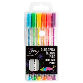 Długopisy żelowe fluo 6 kolorów KIDEA