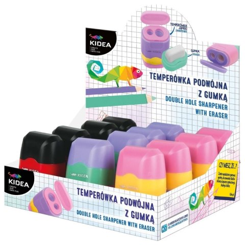 Temperówka podwójna z gumką (12szt) KIDEA Temperówka podwójna z gumką (12szt) KIDEA