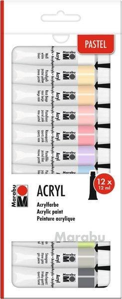 Farby akrylowe pastelowe 12ml 12 kolorów Farby akrylowe pastelowe 12ml 12 kolorów