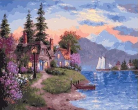 Malowanie po numerach - Nad jeziorem 40x50cm Malowanie po numerach - Nad jeziorem 40x50cm