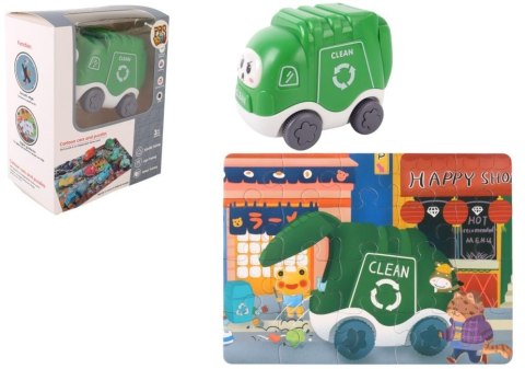 Auto puzzle Przygoda drogowa śmieciarka Auto puzzle Przygoda drogowa śmieciarka