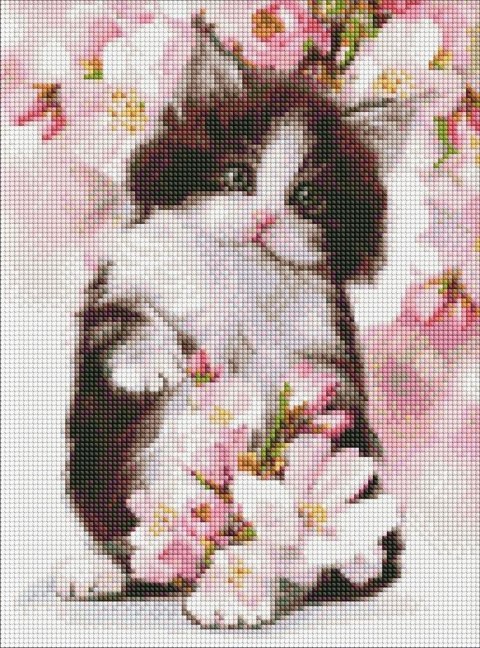 Diamentowa mozaika - Puszysty kotek 30x40cm Diamentowa mozaika - Puszysty kotek 30x40cm