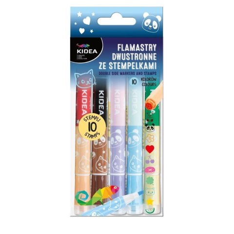 Flamastry dwustronne ze stempelkami 10szt KIDEA Flamastry dwustronne ze stempelkami 10szt KIDEA