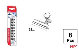 Klipsy biurowe metalowe srebrne 22mm 8szt