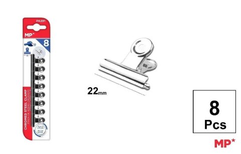 Klipsy biurowe metalowe srebrne 22mm 8szt Klipsy biurowe metalowe srebrne 22mm 8szt