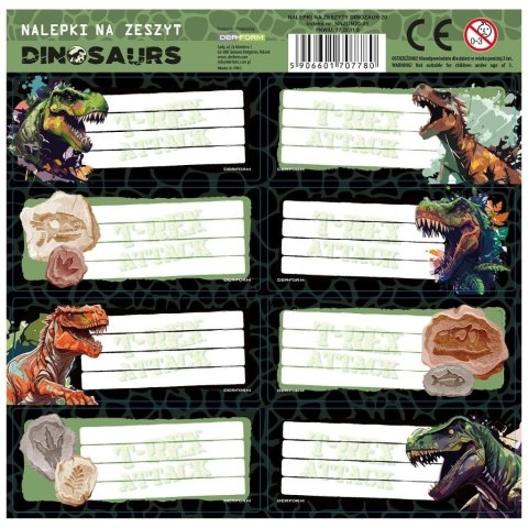Nalepki na zeszyty Dinozaur 20 (25szt) DERFORM Nalepki na zeszyty Dinozaur 20 (25szt) DERFORM