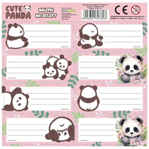 Nalepki na zeszyty Panda 10 (25szt) DERFORM Nalepki na zeszyty Panda 10 (25szt) DERFORM