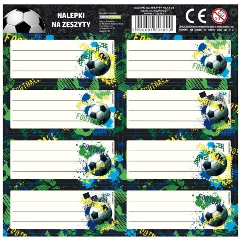 Nalepki na zeszyty Piłka 20 (25szt) DERFORM Nalepki na zeszyty Piłka 20 (25szt) DERFORM