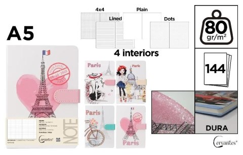 Notatnik A5/144K magnes Paris MIX Notatnik A5/144K magnes Paris MIX