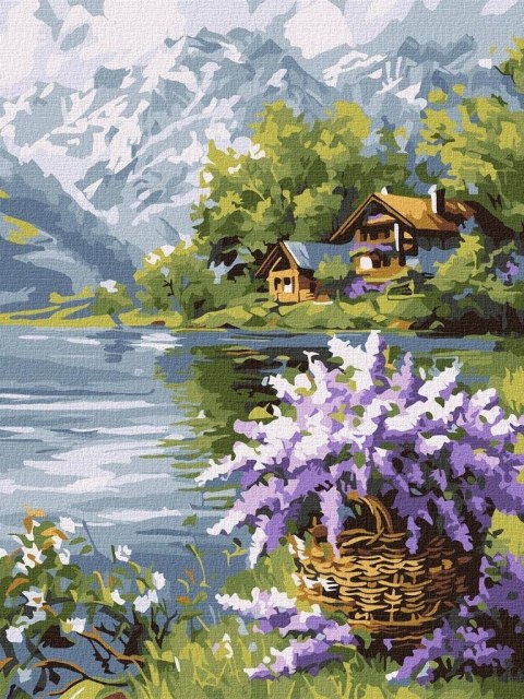 Malowanie po numerach - Liliowy kosz 30x40cm Malowanie po numerach - Liliowy kosz 30x40cm