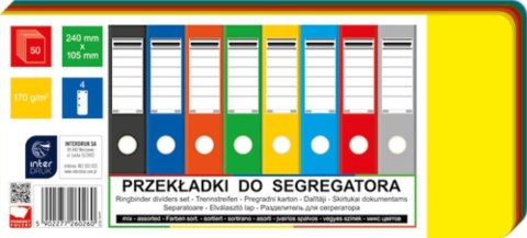 Przekładki do segregatora 240x105mm 50 mix Przekładki do segregatora 240x105mm 50 mix