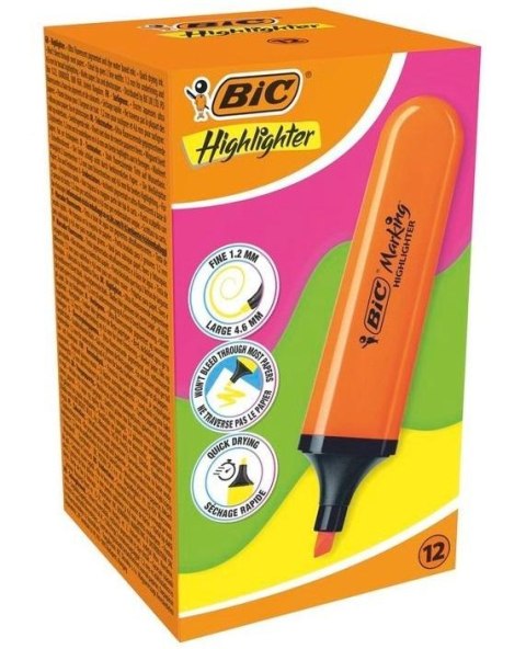 Zakreślacz Highlighter pomarańcz neon (12szt) BIC Zakreślacz Highlighter pomarańcz neon (12szt) BIC