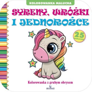Syreny, wróżki i jednorożce. Kolorowanka z grubym obrysem