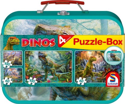 Puzzle 2 x 60 + 2 x 100 W walizce Dinozaury 106606 Puzzle 2 x 60 + 2 x 100 W walizce Dinozaury 106606
