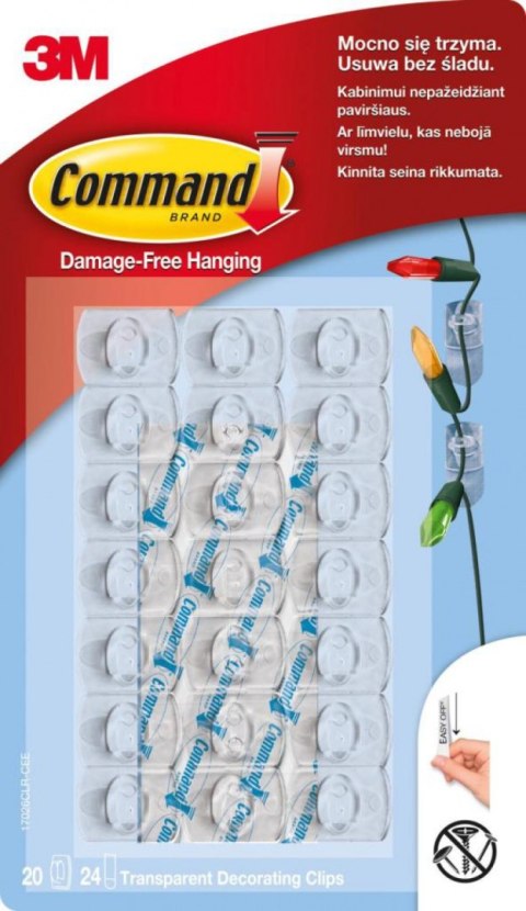 Haczyki do wieszania ozdób Command transparentne 20 szt. Haczyki do wieszania ozdób Command transparentne 20 szt.