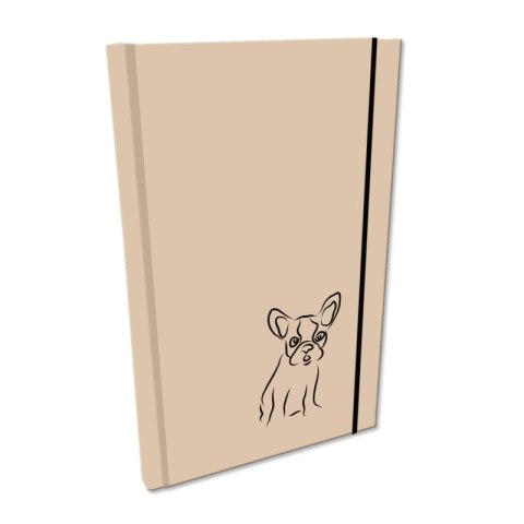 Notes A5 gładki z gumką Soft Touch lakier UV buldog beż Notes A5 gładki z gumką Soft Touch lakier UV buldog beż