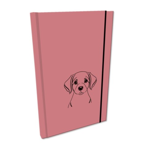 Notes A5 gładki z gumką Soft Touch lakier UV pies labrador brudny róż Notes A5 gładki z gumką Soft Touch lakier UV pies labrador brudny róż