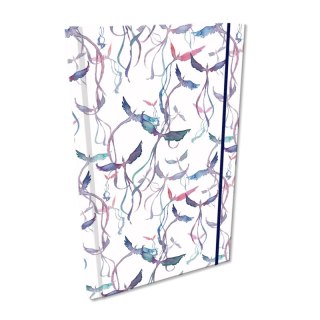 Notes A5 kratka z gumką Soft Touch malowane ptaki