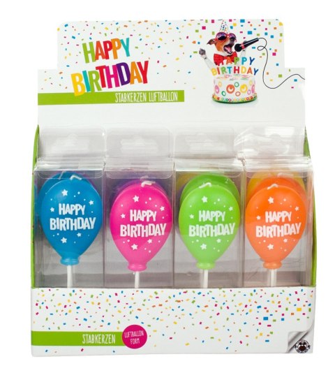 Świeczka balon Happy BIRTHDAY FUN 1szt mix kolorów Świeczka balon Happy BIRTHDAY FUN 1szt mix kolorów