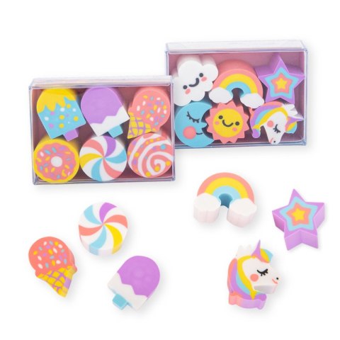 Gumka pastelowa 6szt mix wzorów