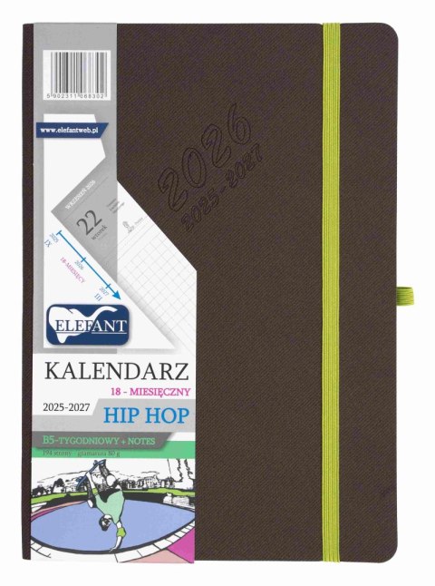 Kalendarz 2026 18 m-cy. Hip hop B5 tygodniowy szary Kalendarz 2026 18 m-cy. Hip hop B5 tygodniowy szary