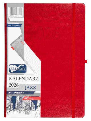 Kalendarz 2026 Jazz A4 dzienny czerwony