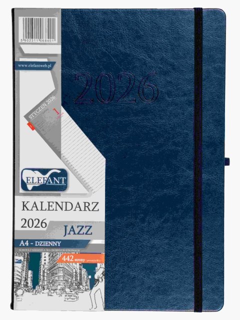 Kalendarz 2026 Jazz A4 dzienny granatowy Kalendarz 2026 Jazz A4 dzienny granatowy