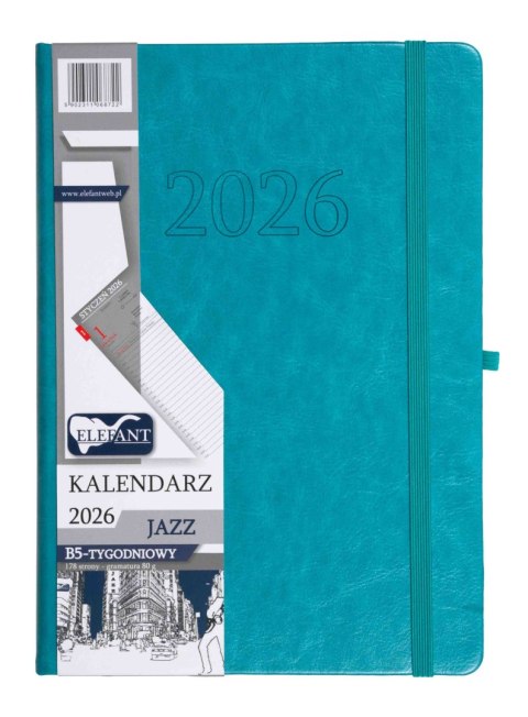 Kalendarz 2026 Jazz B5 tygodniowy turkusowy Kalendarz 2026 Jazz B5 tygodniowy turkusowy