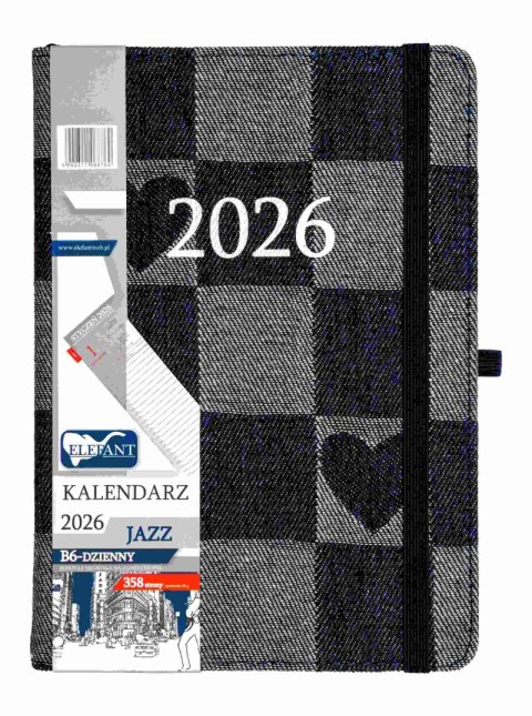 Kalendarz 2026 Jazz B6 dzienny jeans-serca Kalendarz 2026 Jazz B6 dzienny jeans-serca