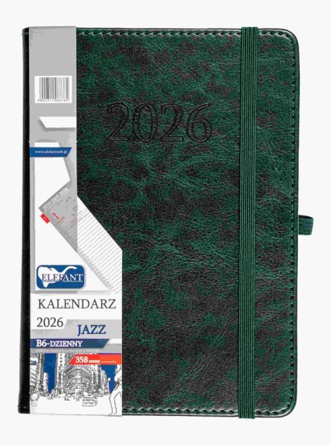 Kalendarz 2026 Jazz B6 dzienny zielony