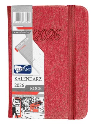 Kalendarz 2026 Rock A7 tygodniowy czerwony