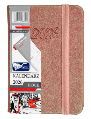 Kalendarz 2026 Rock A7 tygodniowy miedziany