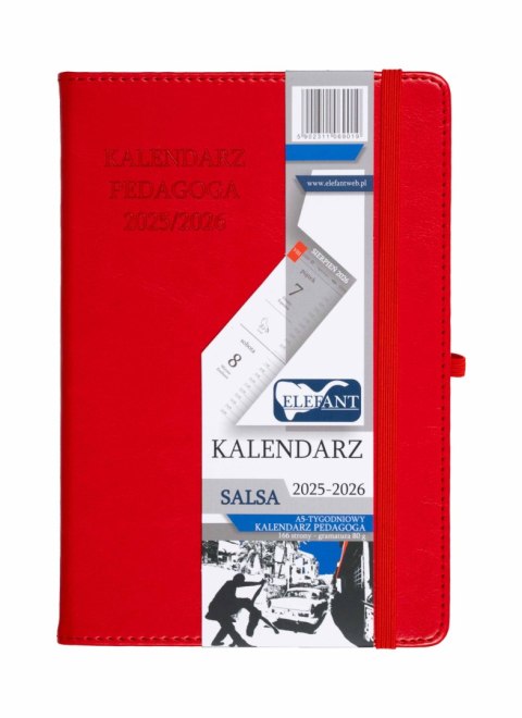 Kalendarz Pedagoga 2025/2026 Salsa A5 tygodniowy czerwony Kalendarz Pedagoga 2025/2026 Salsa A5 tygodniowy czerwony