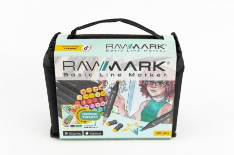Markery alkoholowe Rawmark Basic 80 kolorów + kolorowanka AR Rawmark 10 kartek połączona z aplikacją na telefon
