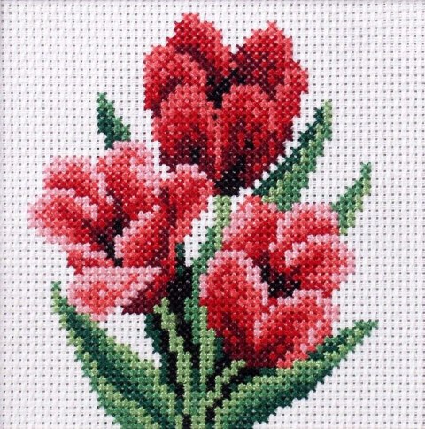 Zestaw do haftu krzyżykowego Tulipany w konewce Zestaw do haftu krzyżykowego Tulipany w konewce
