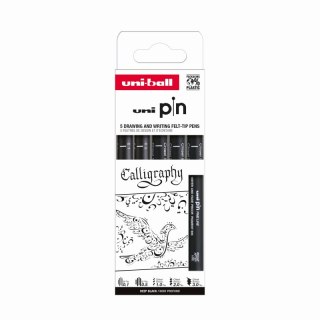 Cienkopis kreślarski PIN 200 Calligraphy czarny różne końcówki 5szt.