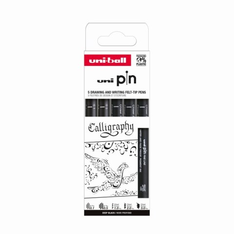 Cienkopis kreślarski PIN 200 Calligraphy czarny różne końcówki 5szt. Cienkopis kreślarski PIN 200 Calligraphy czarny różne końcówki 5szt.