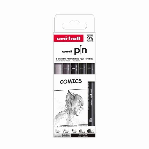Cienkopis kreślarski PIN 200 Comics dwa kolory różne grubości 5 szt.