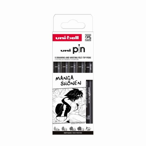 Cienkopis kreślarski PIN 200 Manga Shonen czarny różne grubości 5 szt. Cienkopis kreślarski PIN 200 Manga Shonen czarny różne grubości 5 szt.