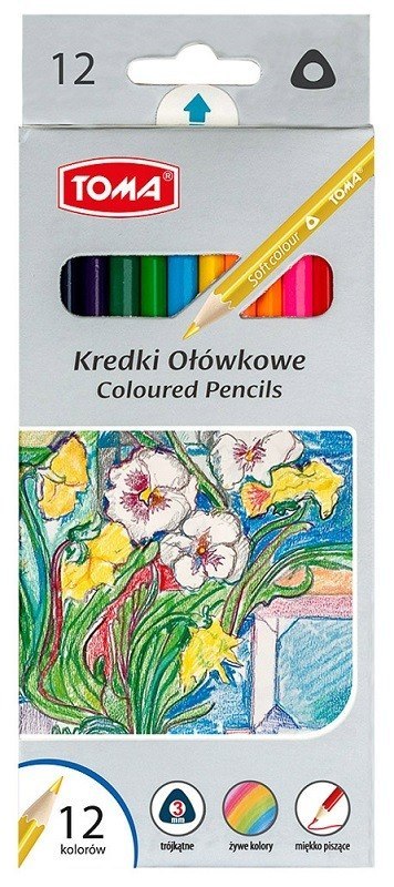 Kredki ołówkowe trójkątne 12 kolorów Kredki ołówkowe trójkątne 12 kolorów