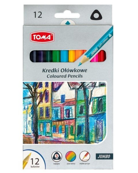 Kredki ołówkowe trójkątne Jumbo 12 kolorów Kredki ołówkowe trójkątne Jumbo 12 kolorów