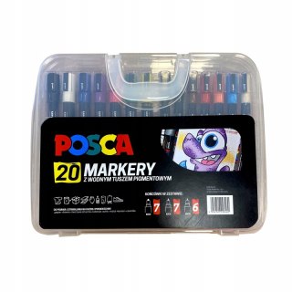 Zestaw markerów plastikowa walizka 20 kolorów Posca